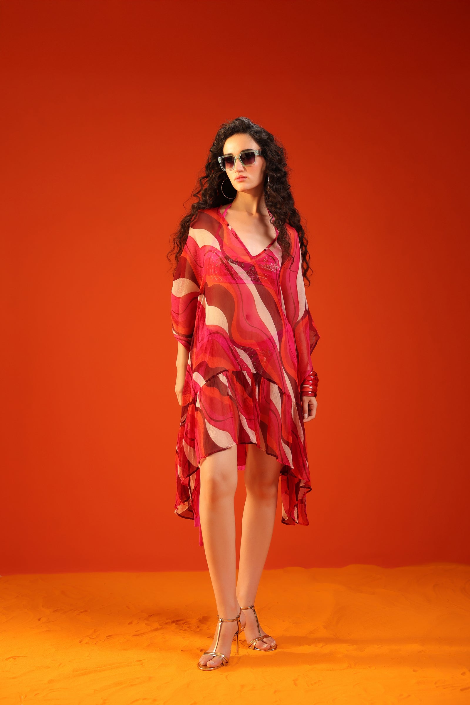 Hot pink vrigin merry bikini coverup set