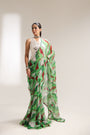 The lush green lehar saree with swagger koti