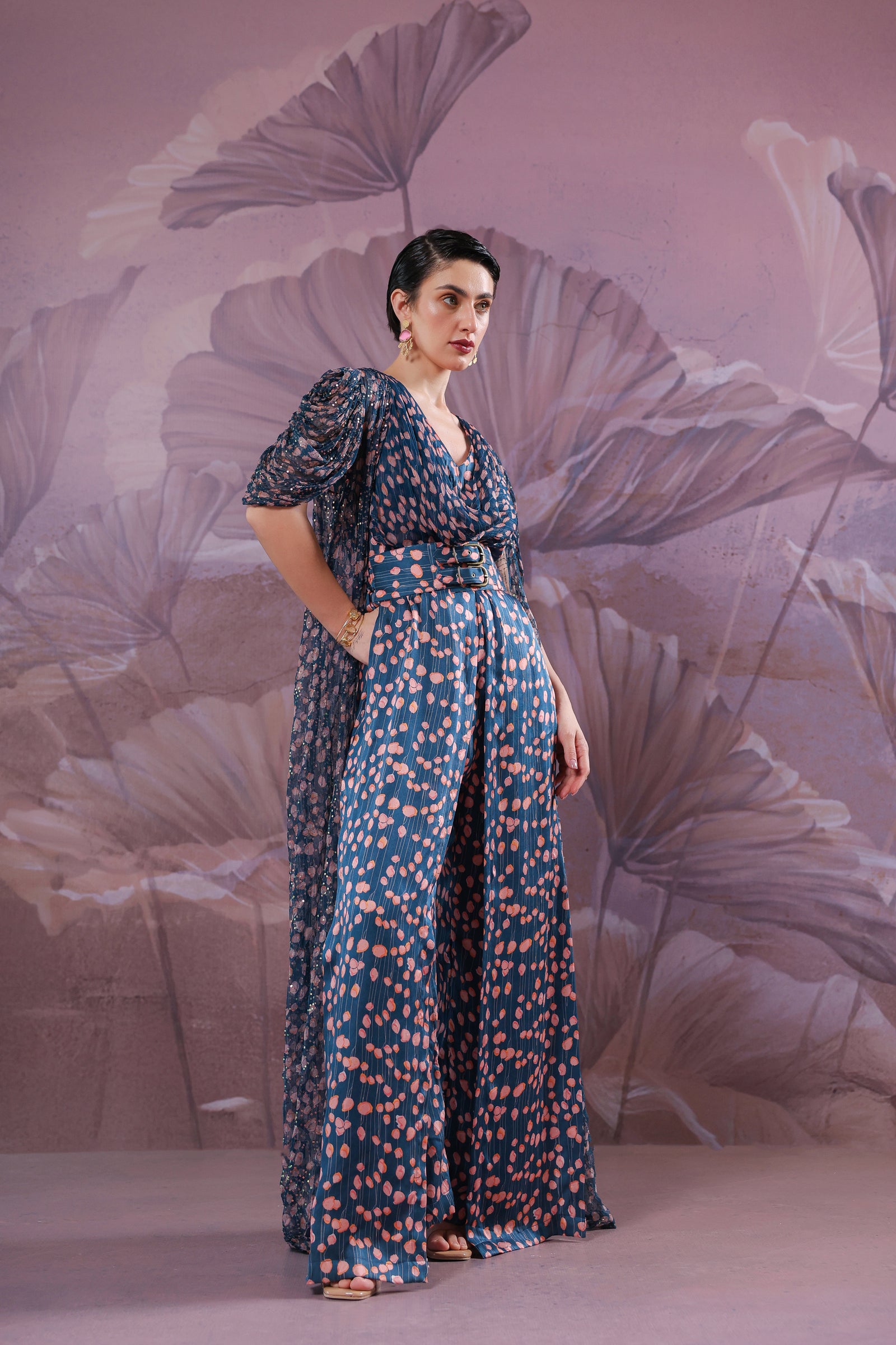 The Telegraph prussian blue cowl jumpsuit