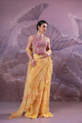 The alipore jhilmil saree set in butter yellowwith Ambi Rani Blouse