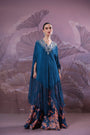 The Prussian blue Chakarborty gotaphool kaftaan set