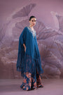 The Prussian blue Chakarborty gotaphool kaftaan set