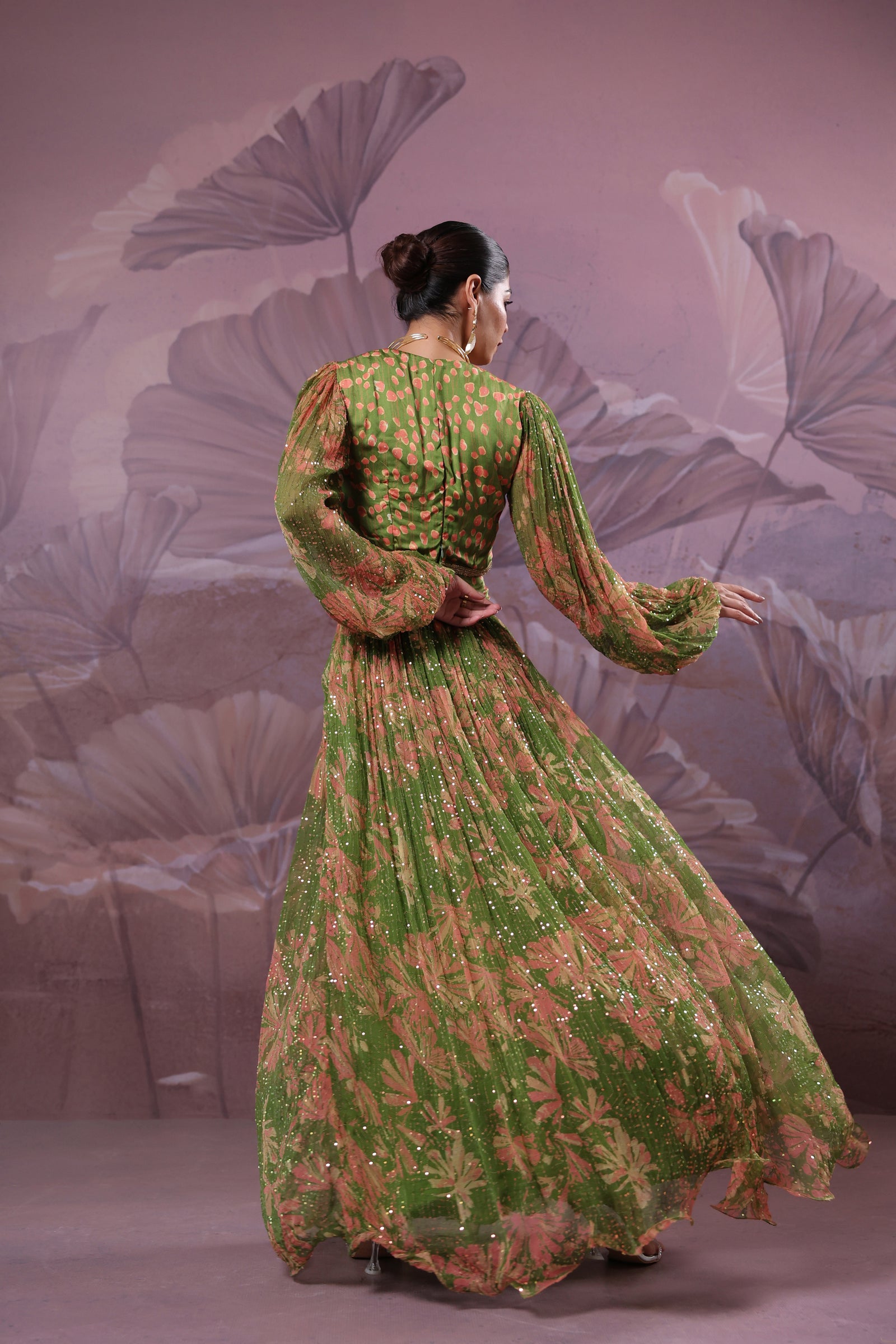 Avacado green phool bazar set