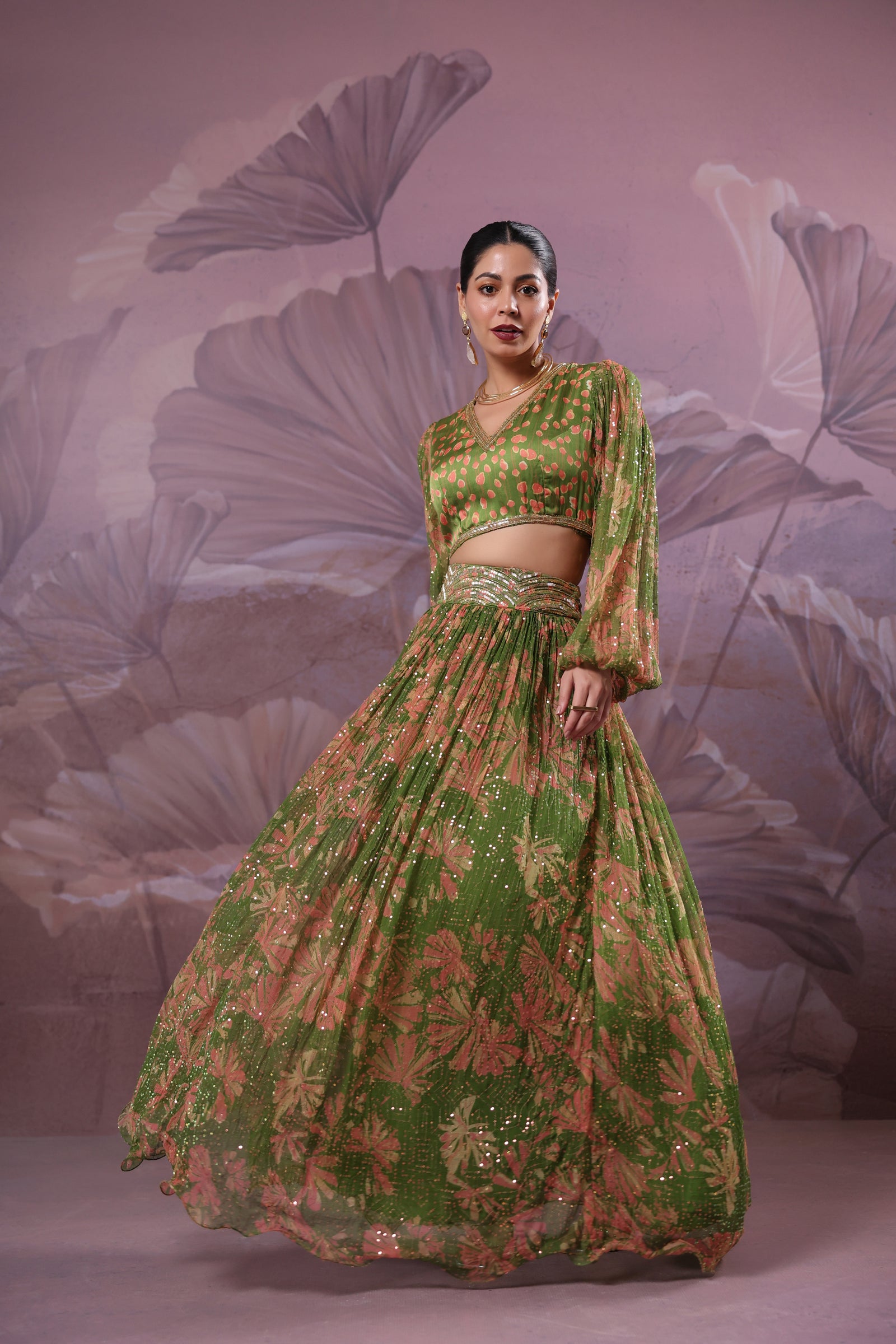 Avacado green phool bazar set