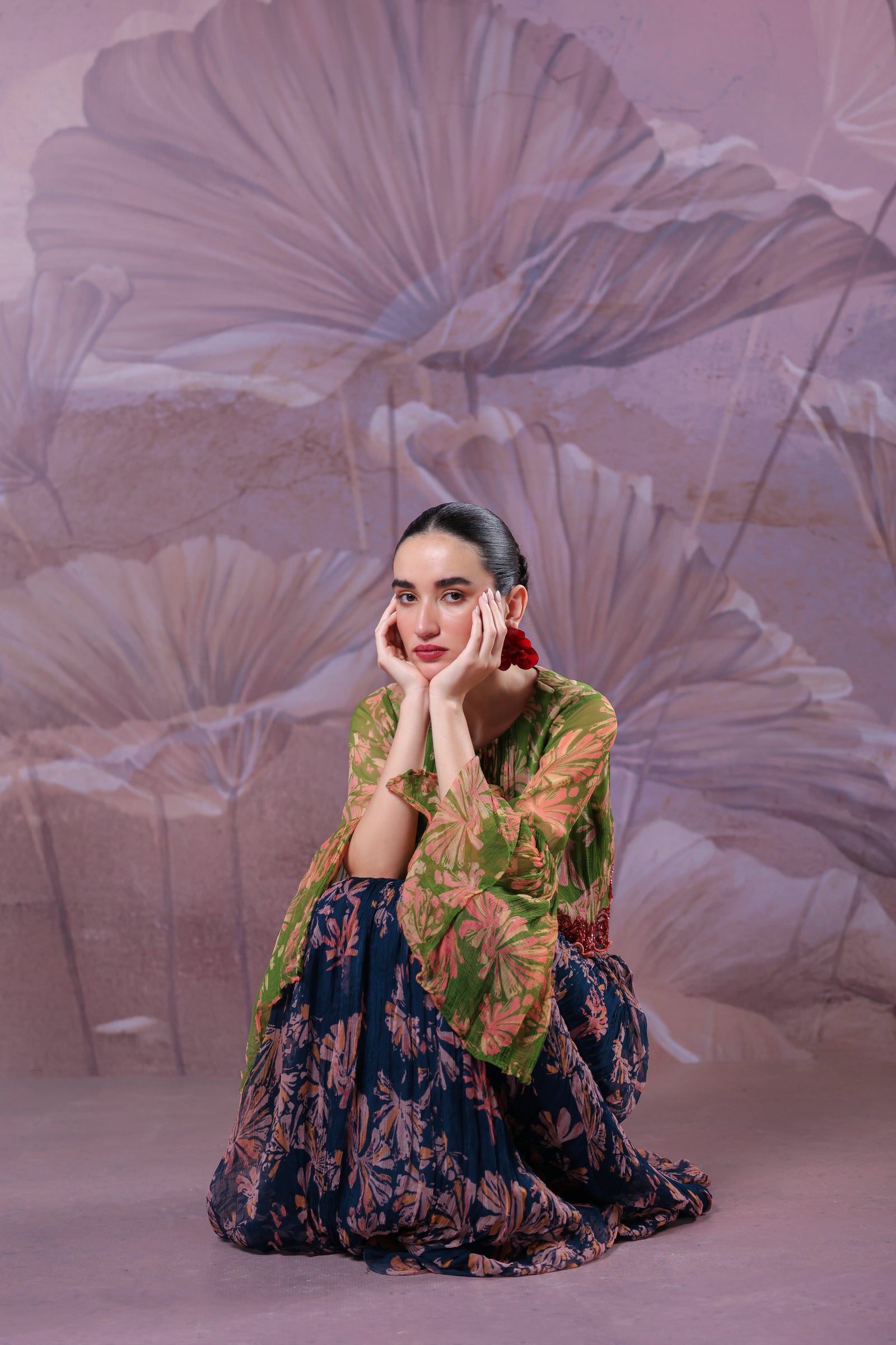 The gulaab pan                      skirt top set