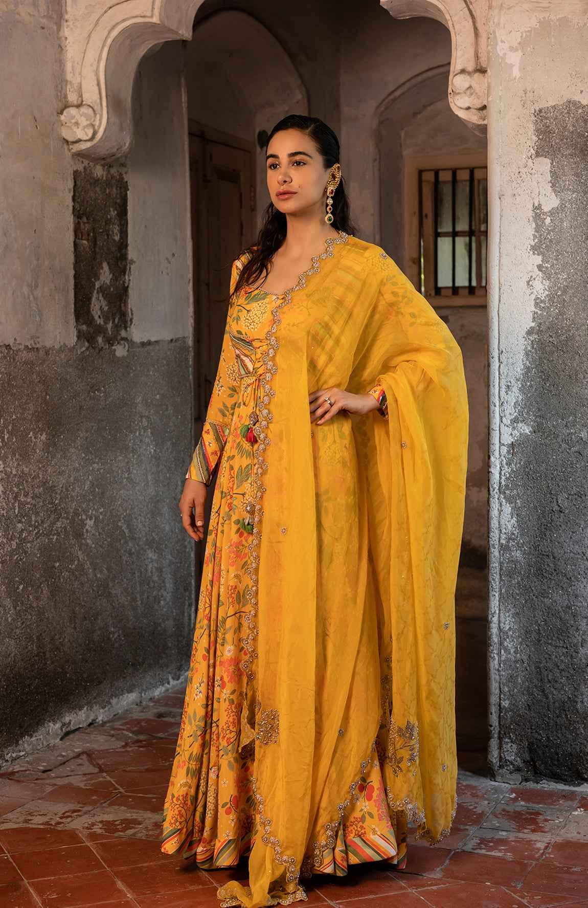 A Printed Koti Style Anarkali With Duptta