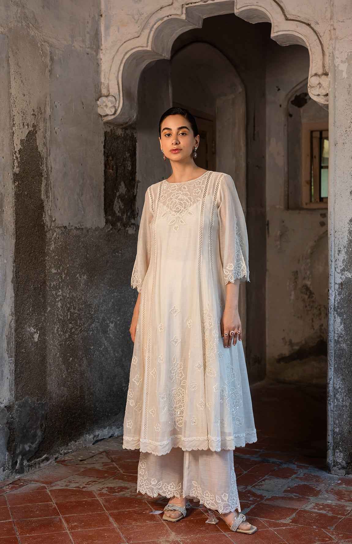 A Hand Embroidered Kurta Set With Pants