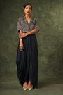 Blue ajrakh drape tunic