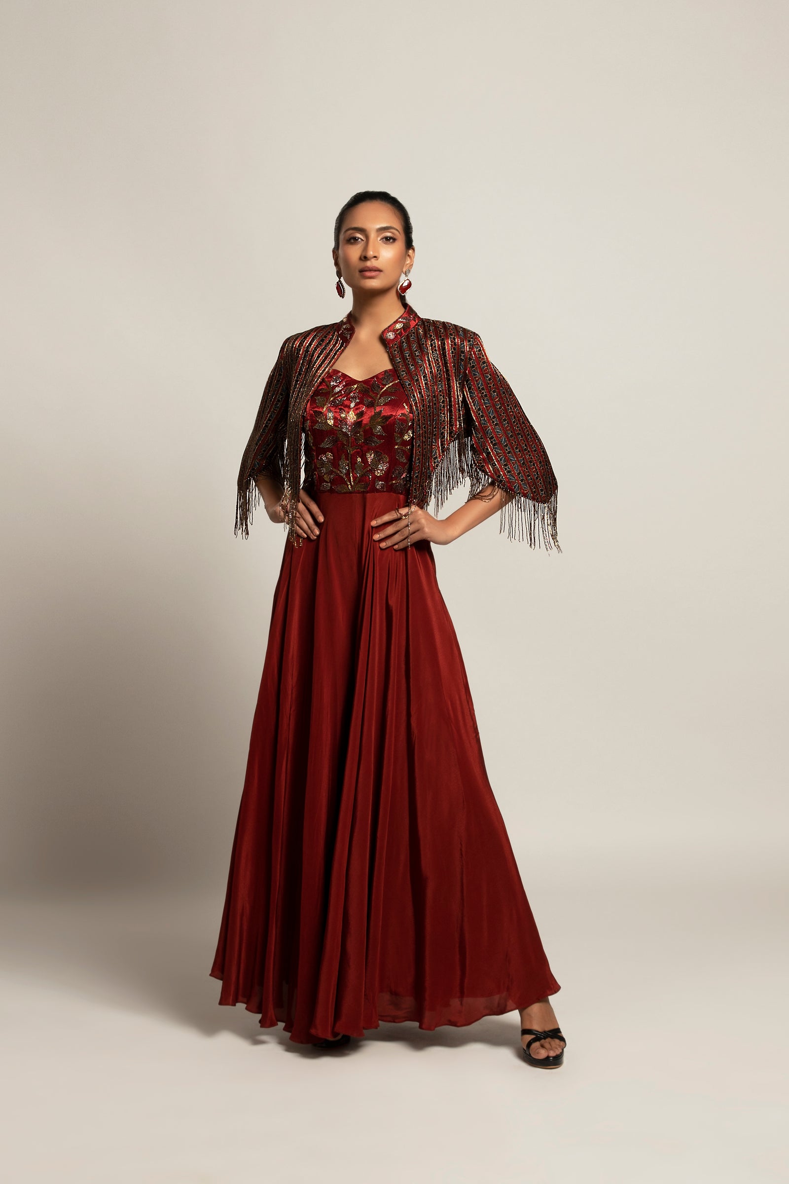 Agatha Maroon jumpsuit with jacket