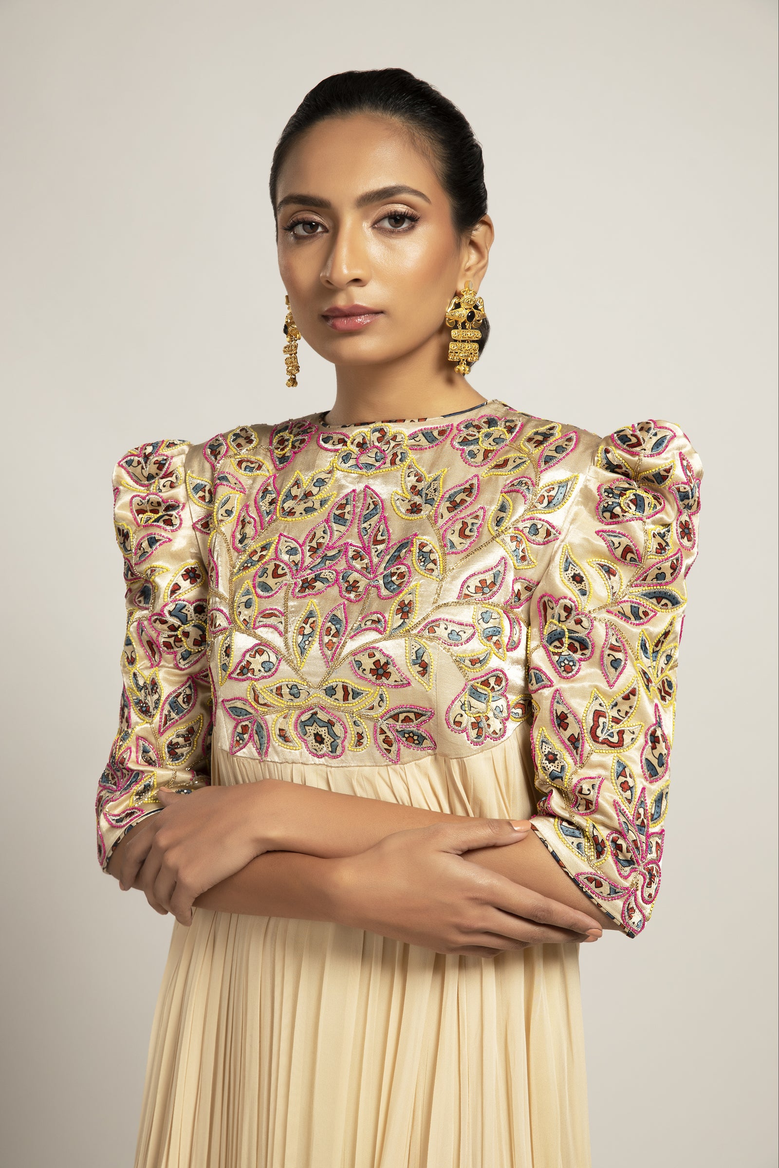 Hallowed Beige gathered dress