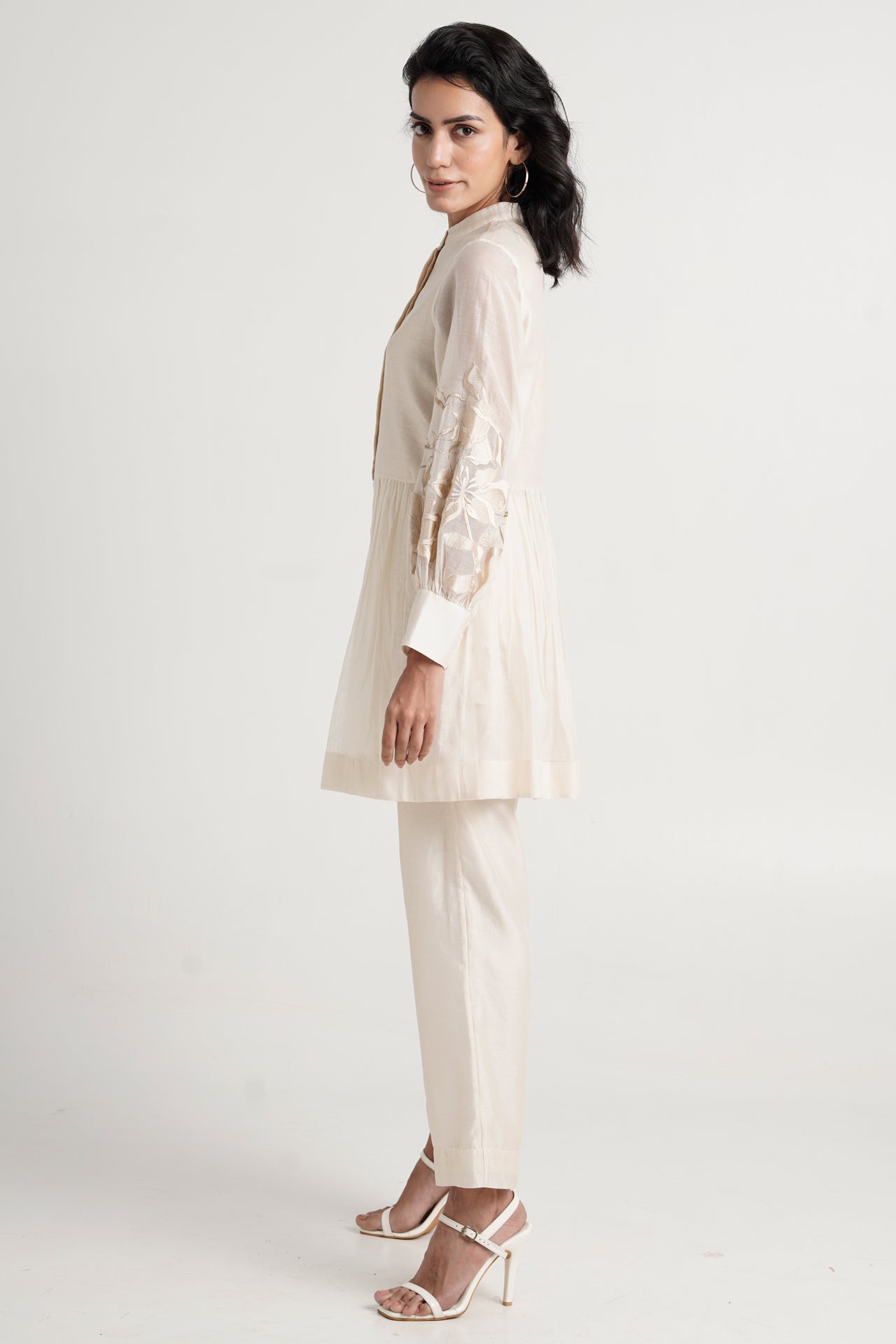 Micro-Gathered Peplum Tunic Set