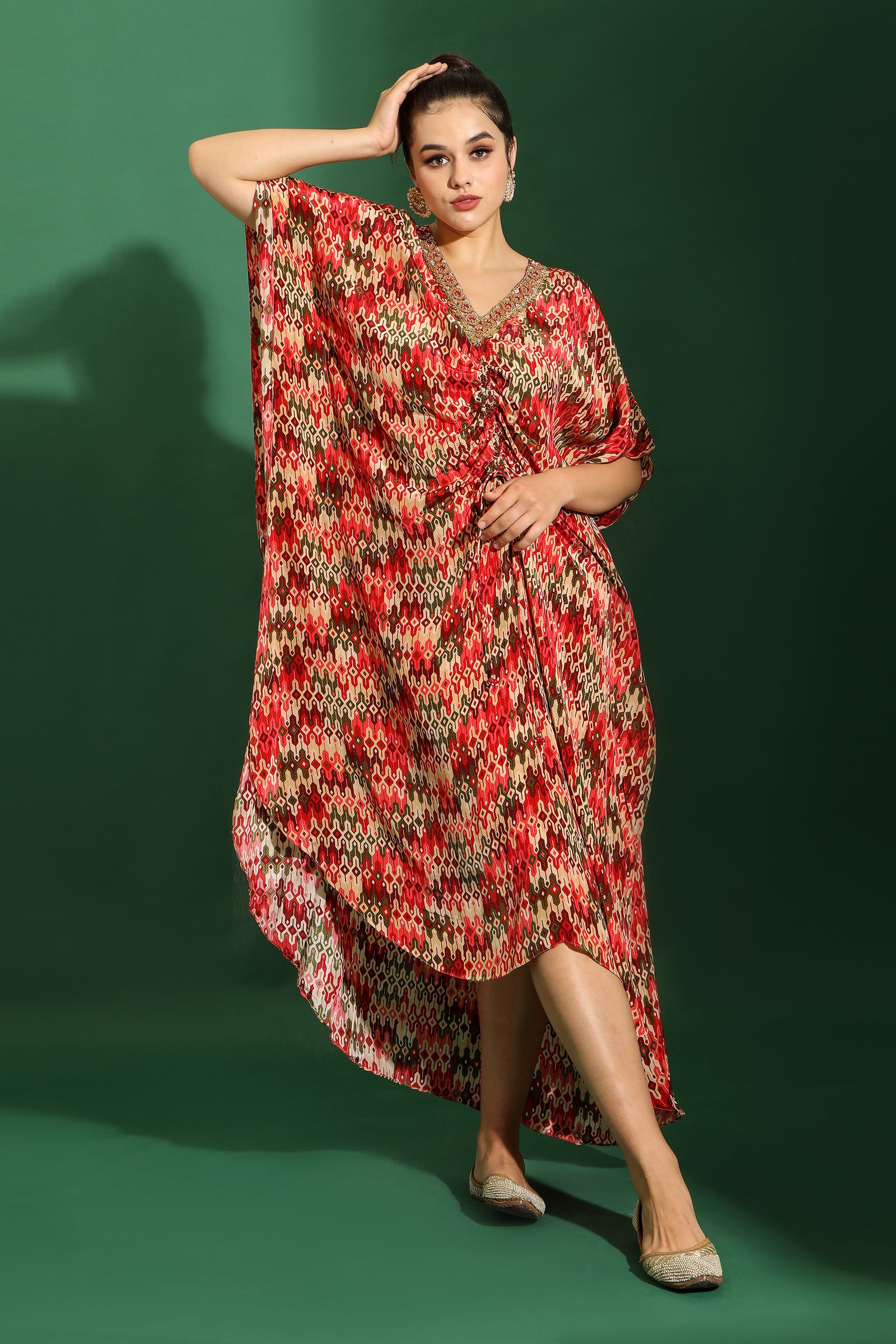 Aztec printed kaftan dress