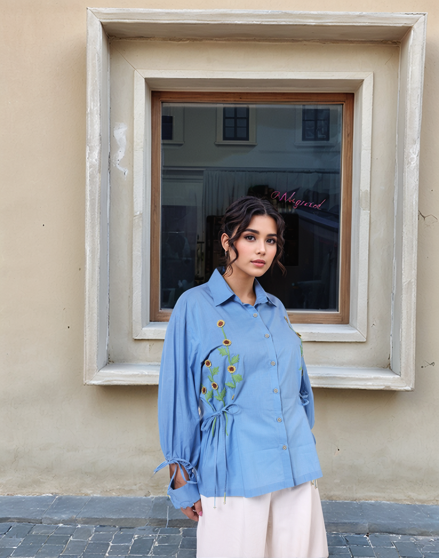 Teapot Blue Drop-Shoulder Shirt