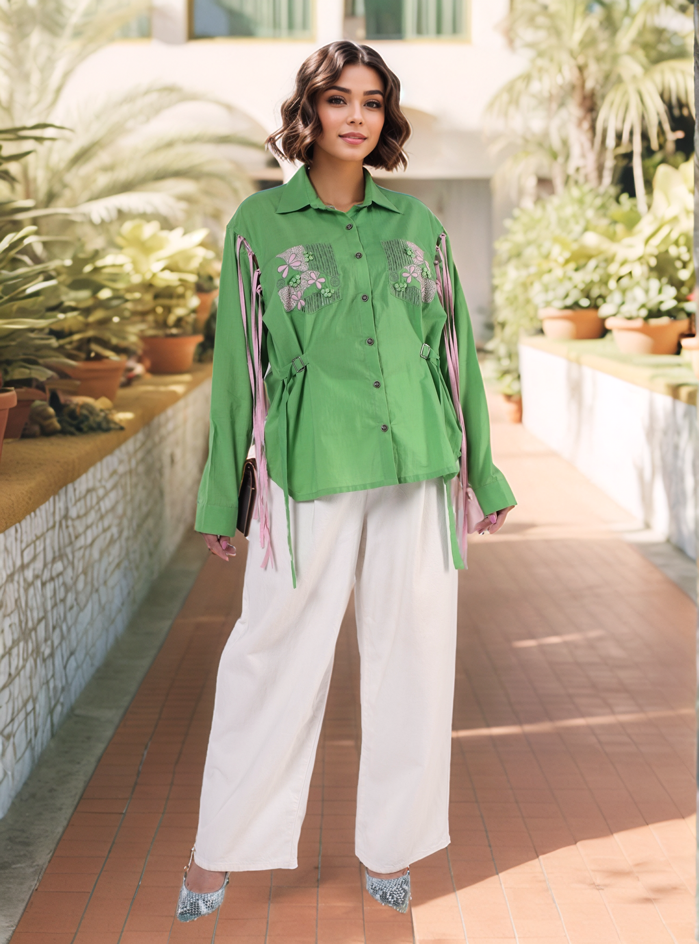 Green Drop-Shoulder Shirt