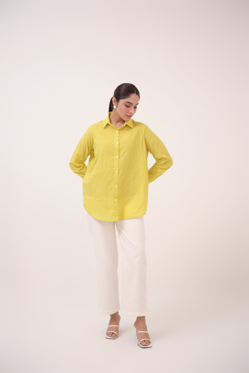 Mendaka Embroidered Shirt Lemon Green