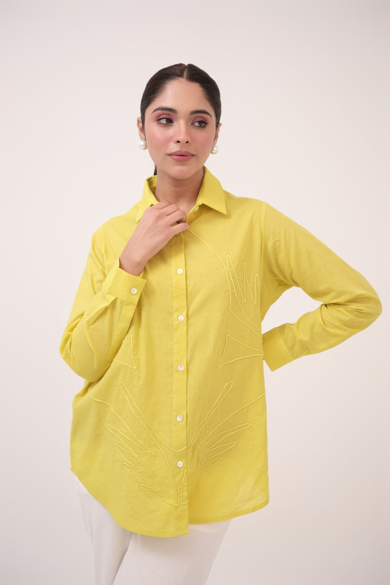 Mendaka Embroidered Shirt Lemon Green