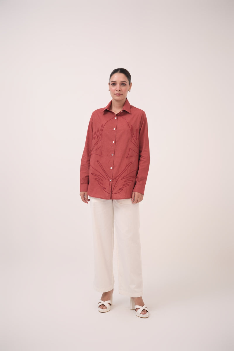 Mendaka Embroidered Shirt Berry