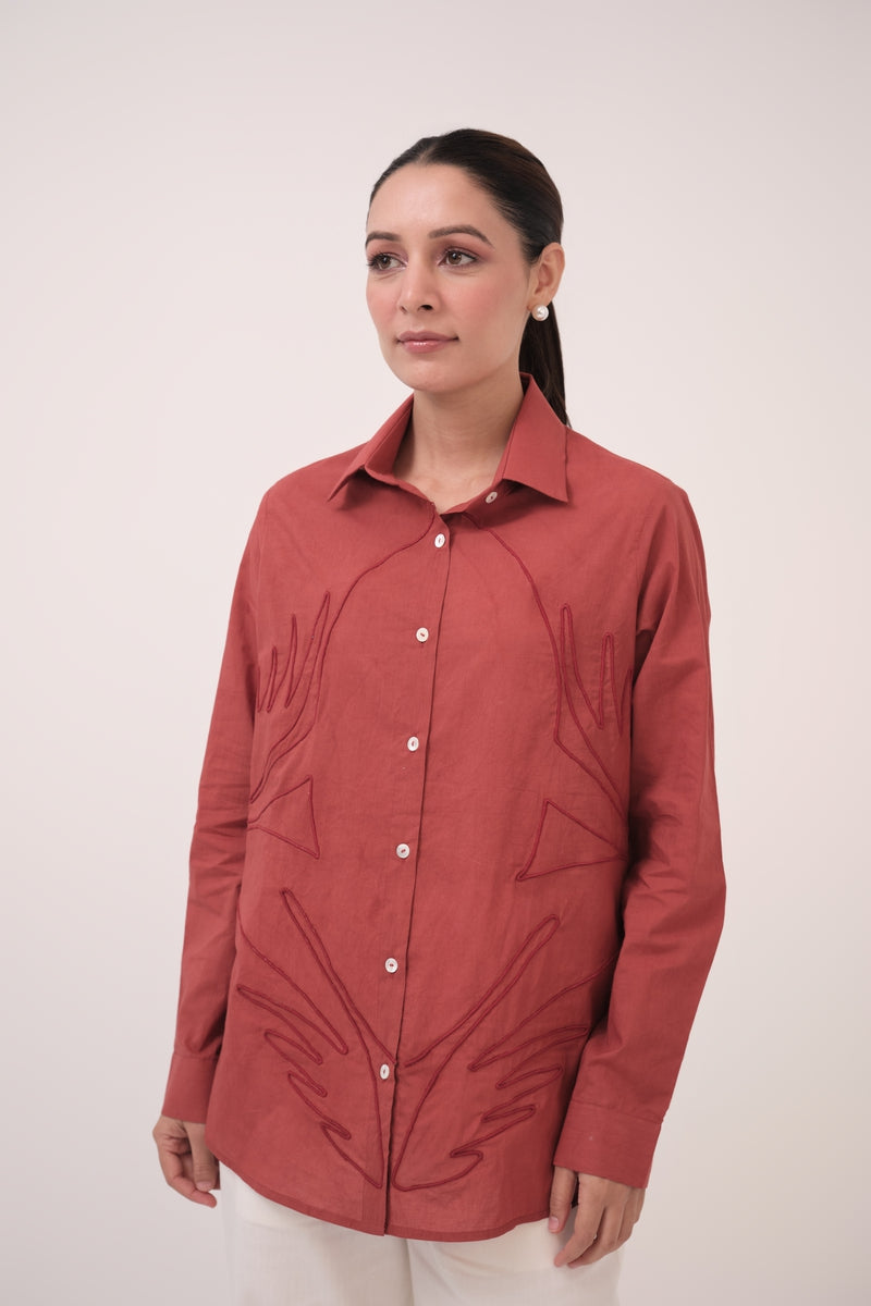 Mendaka Embroidered Shirt Berry
