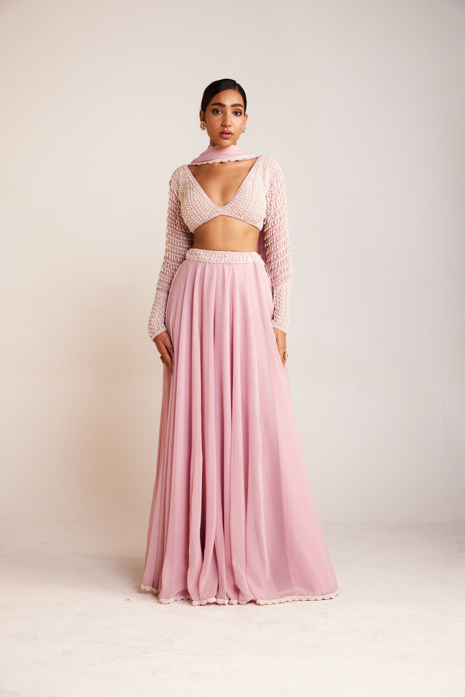 Powder Pink Lehenga Pant Set