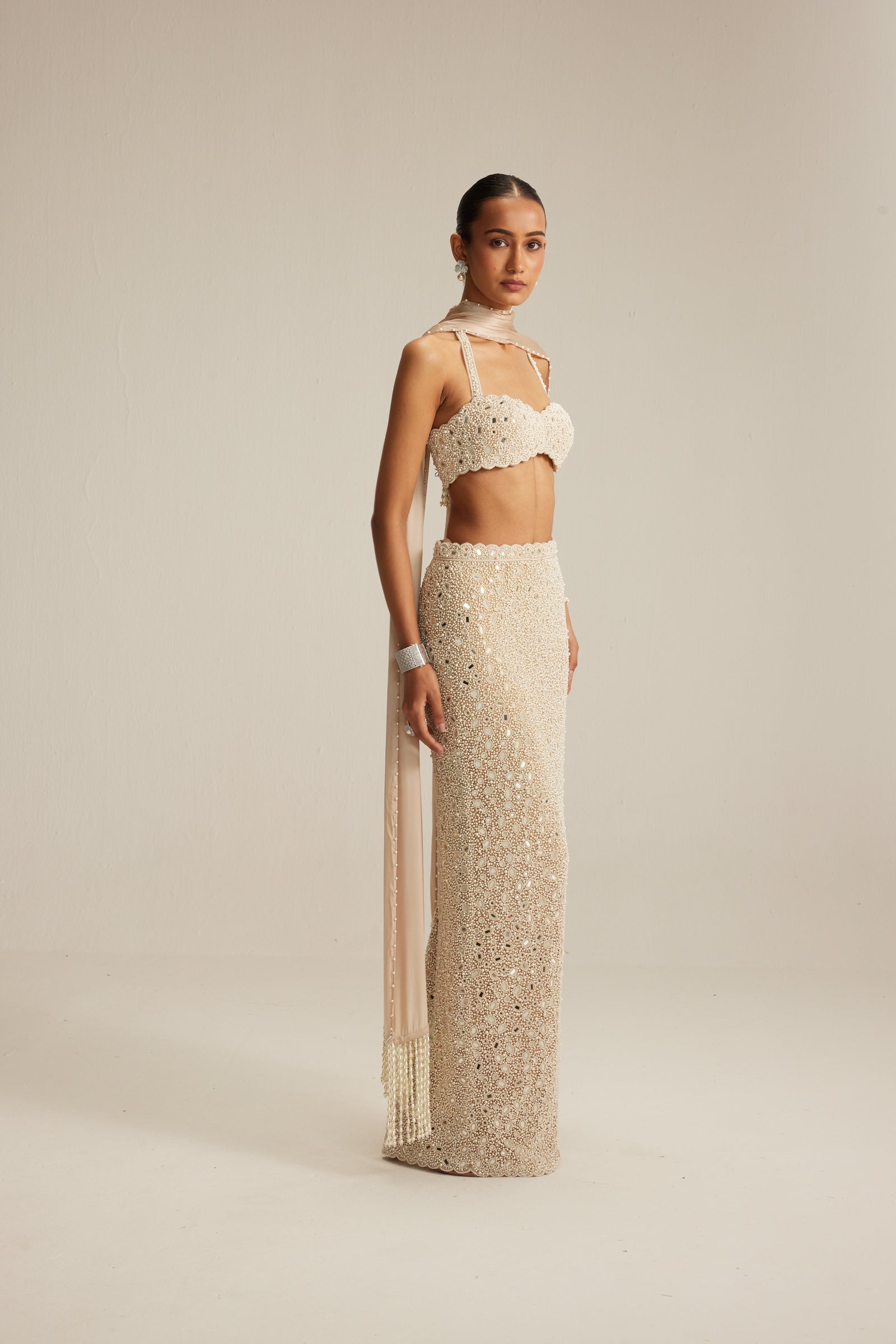 Light Beige Pencil Skirt