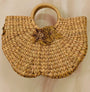 Cane box purse with white and gold 3D applique hand embroidery