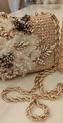Blonde gold clutch/sling with dainty diamond hand embroidery