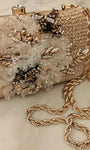 Blonde gold clutch/sling with dainty diamond hand embroidery