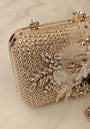 Blonde gold clutch/sling with dainty diamond hand embroidery