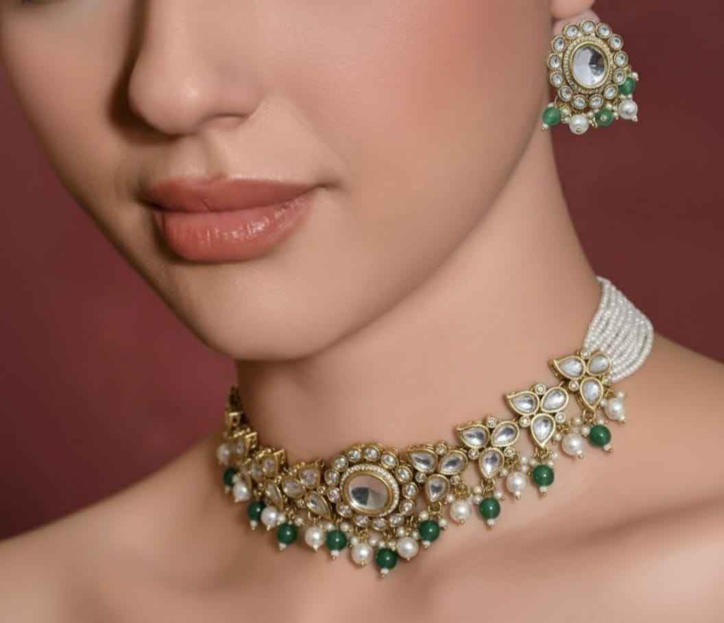 Maharani Pearl and Emerald Choker