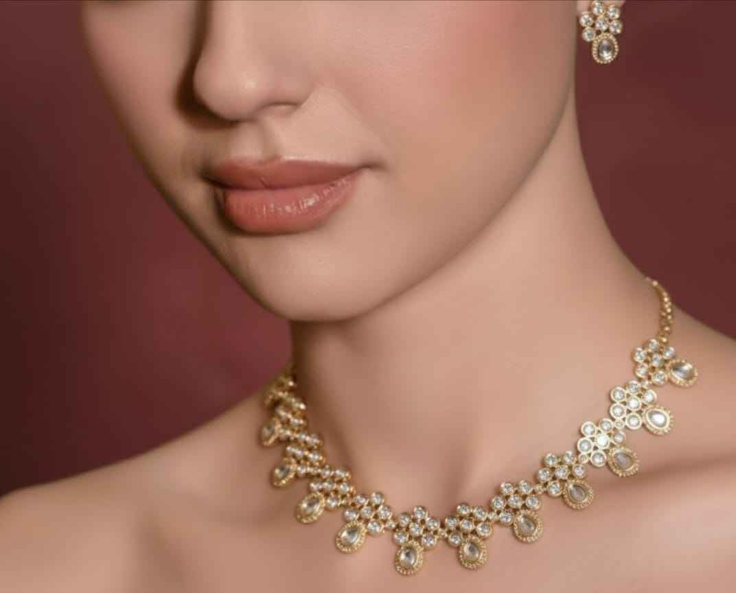The "Crimson Bloom" Kundan & Pearl Choker Set