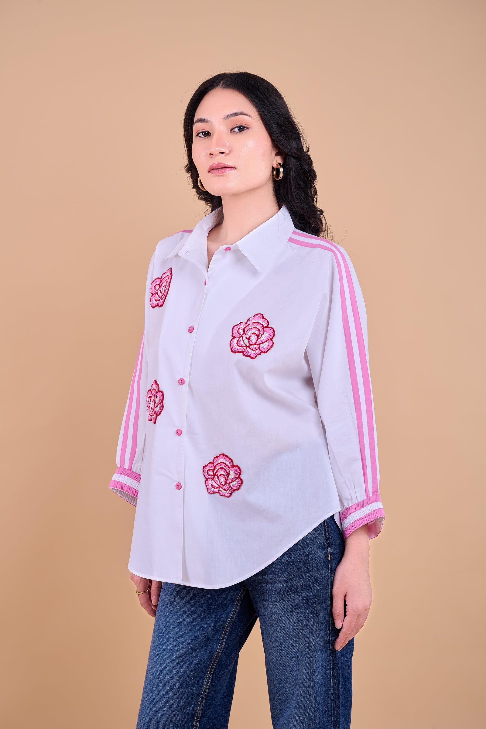 Embellished Harper Shirt - White