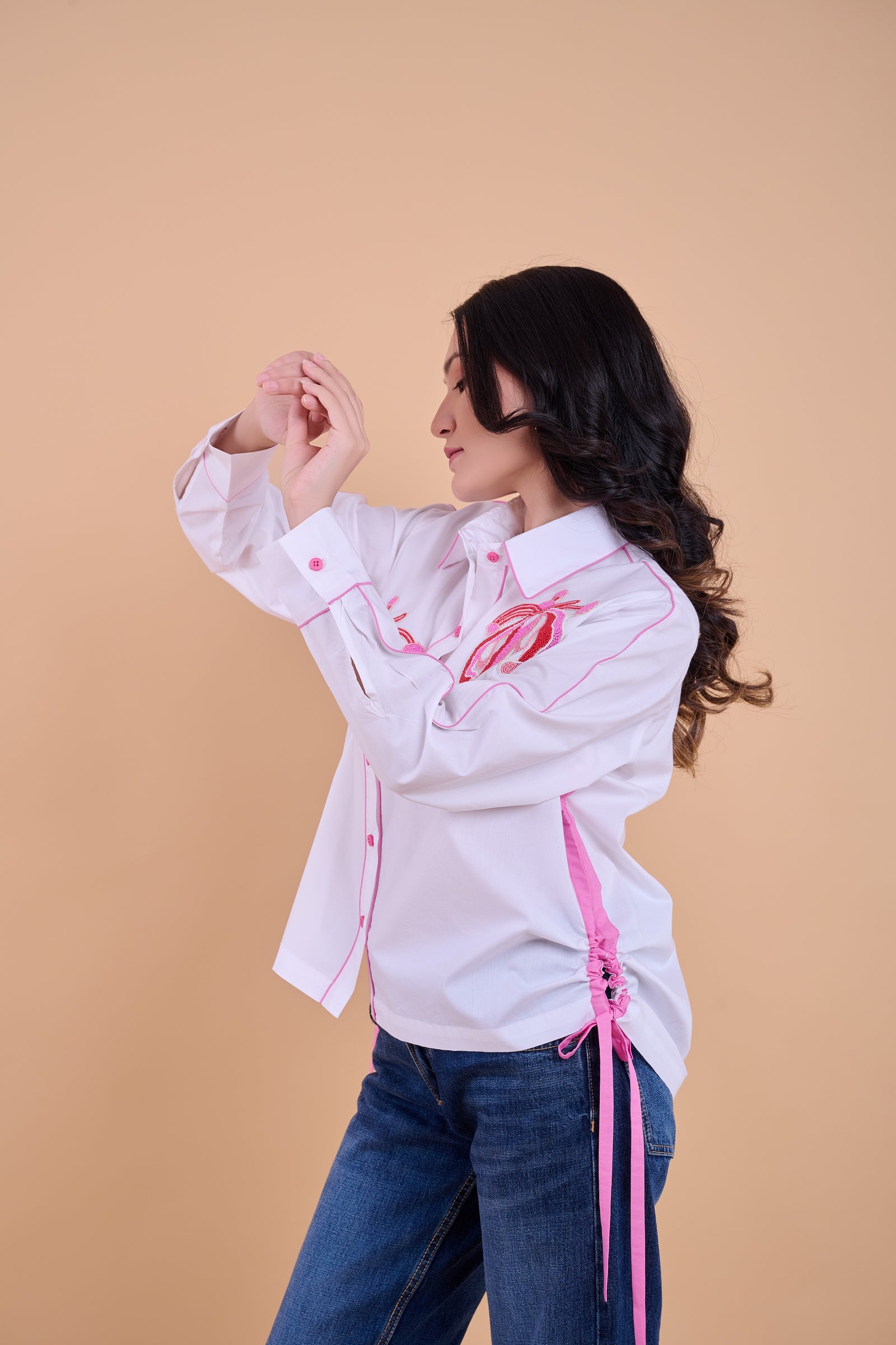 Embellished Cora Shirt - White