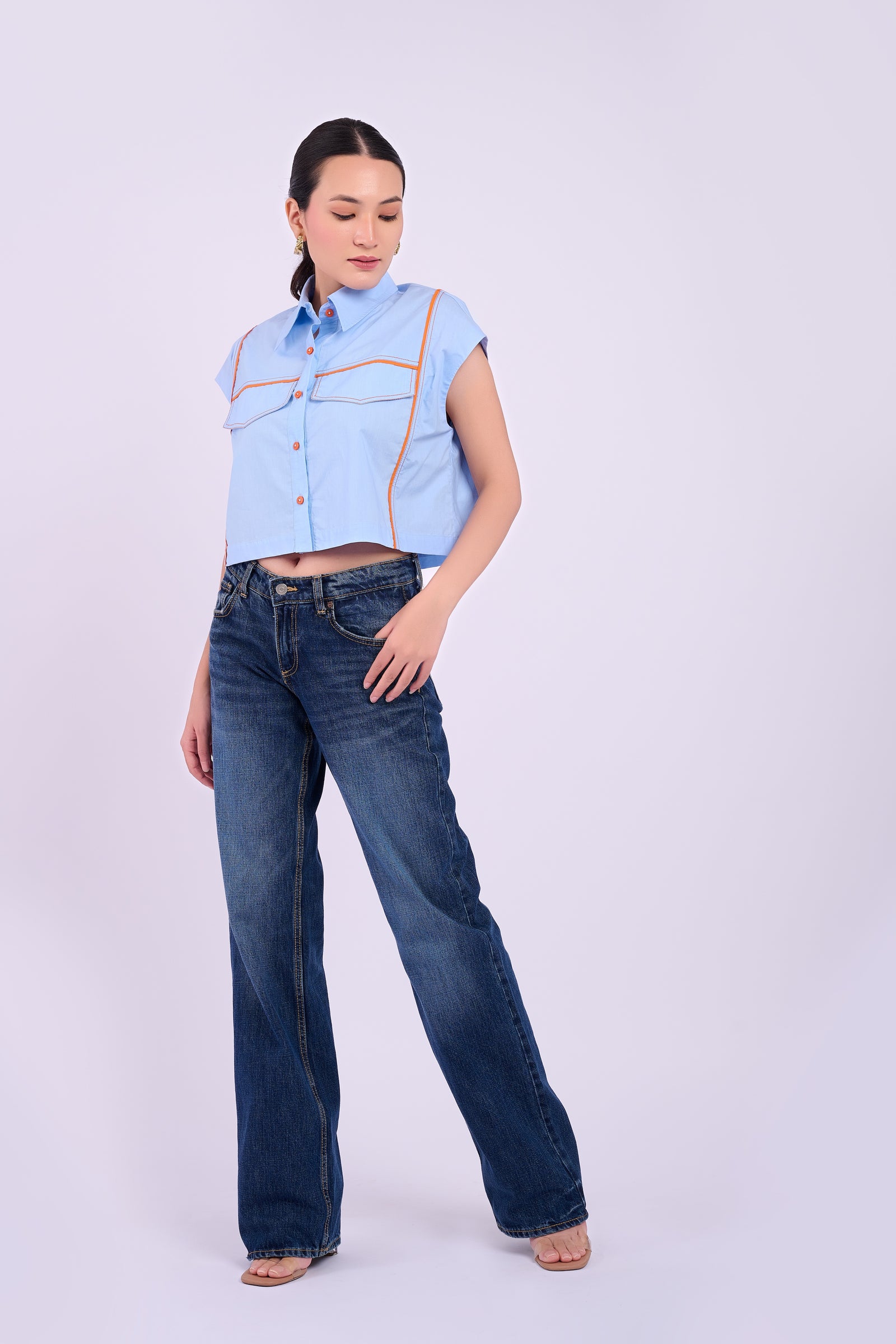 Bress Crop Shirt - Light Blue