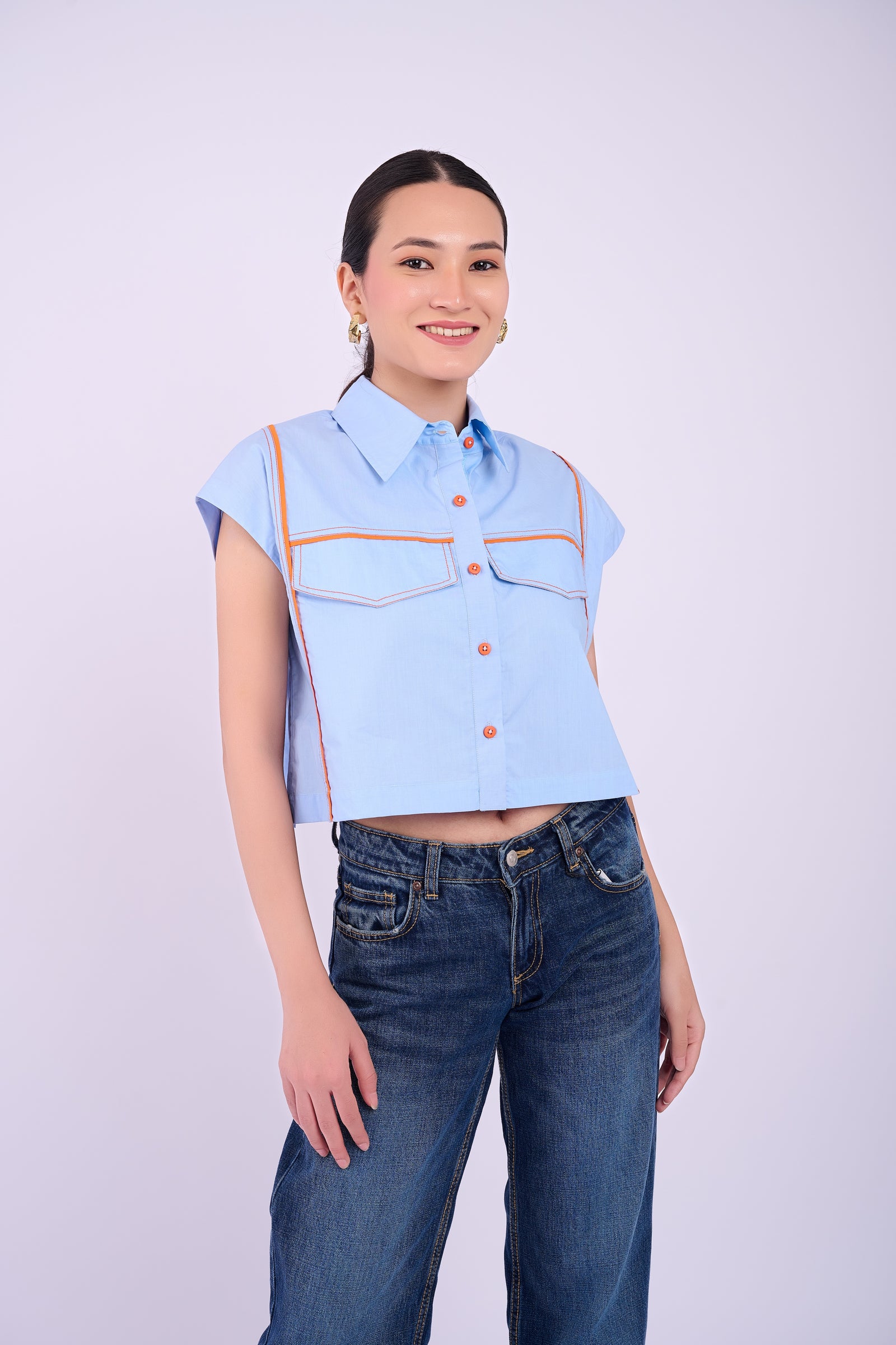Bress Crop Shirt - Light Blue
