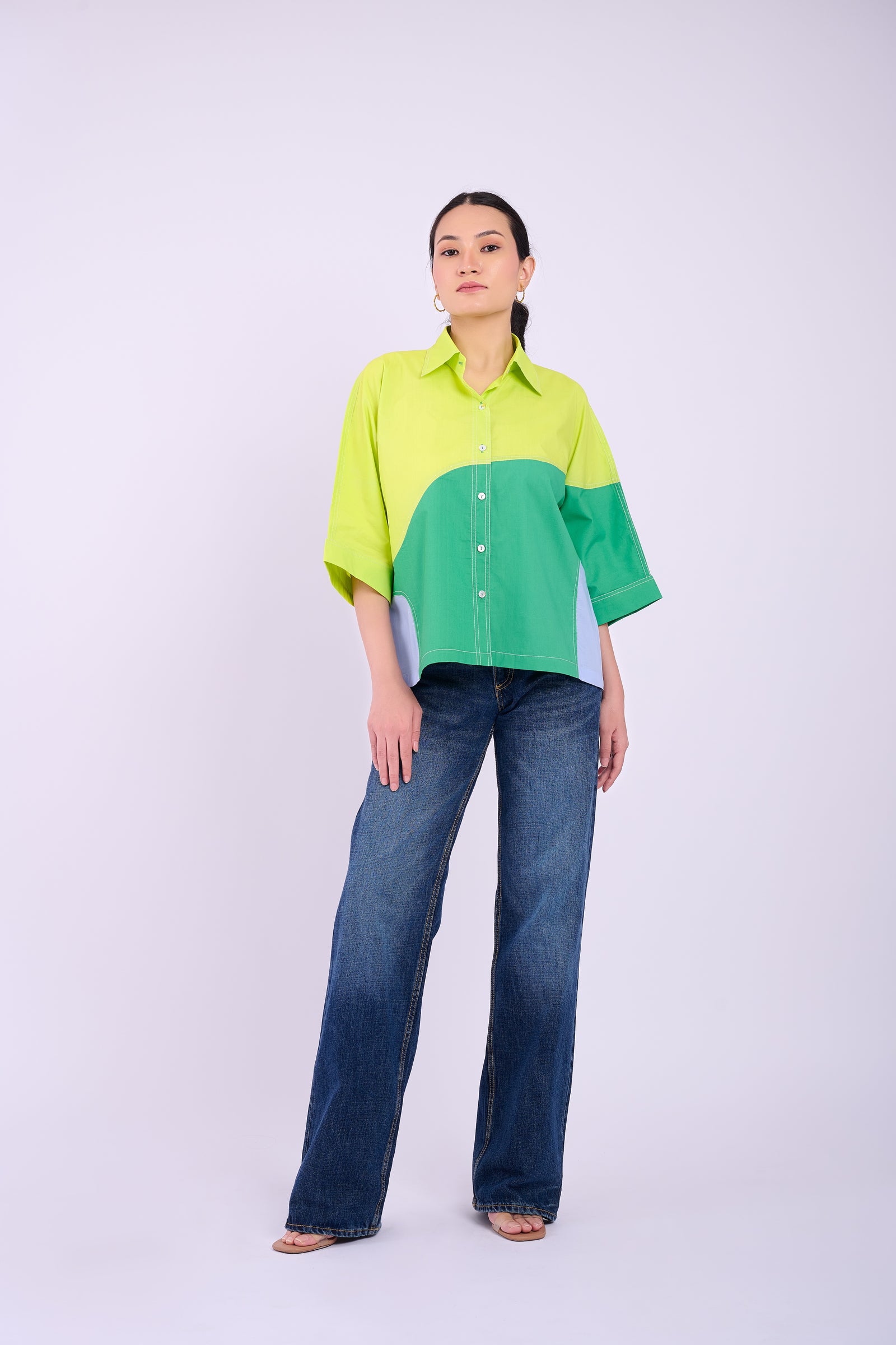 Eva Colourblock - Lime and Dark Green