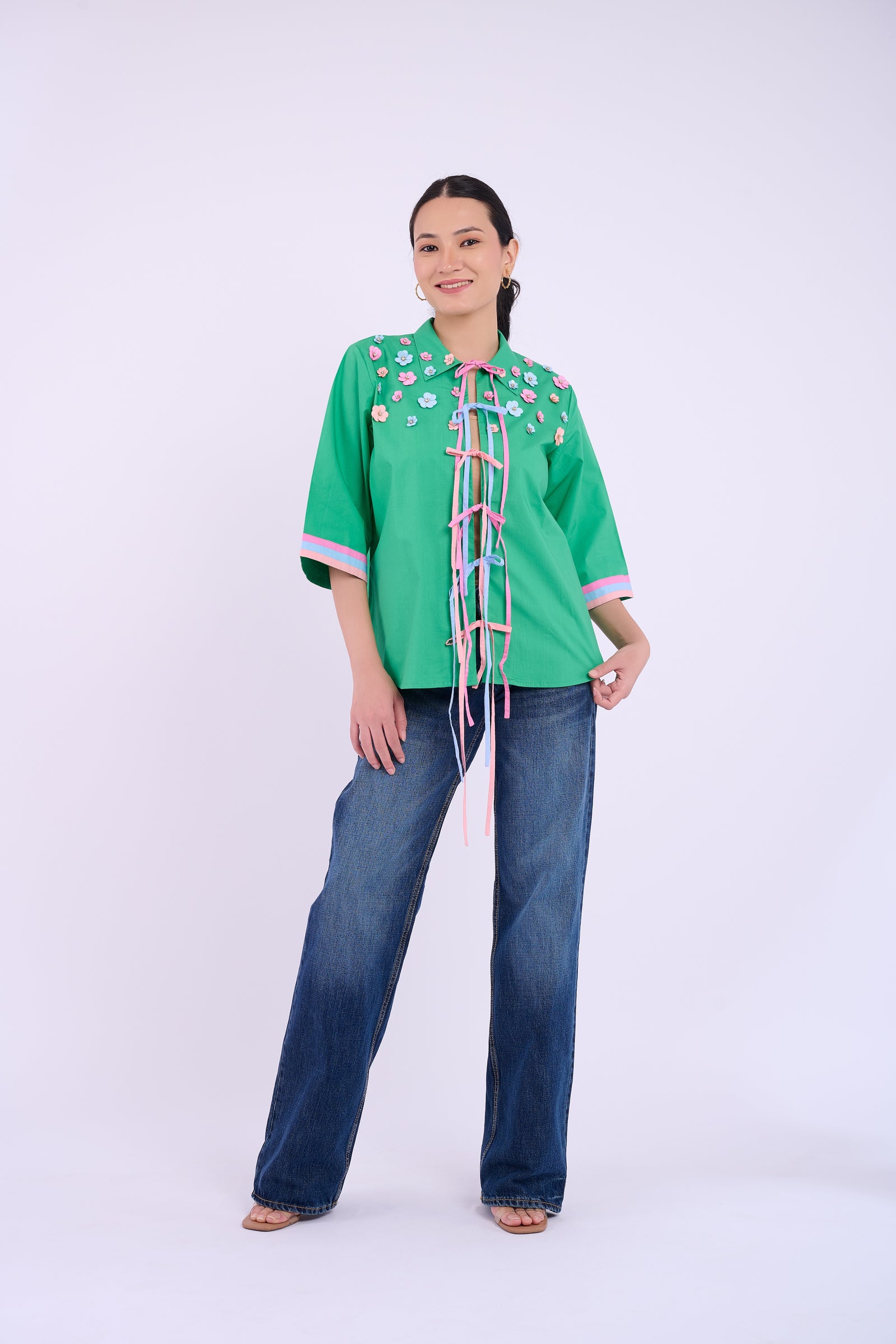 Embellished Luca Shirt - Dark Green