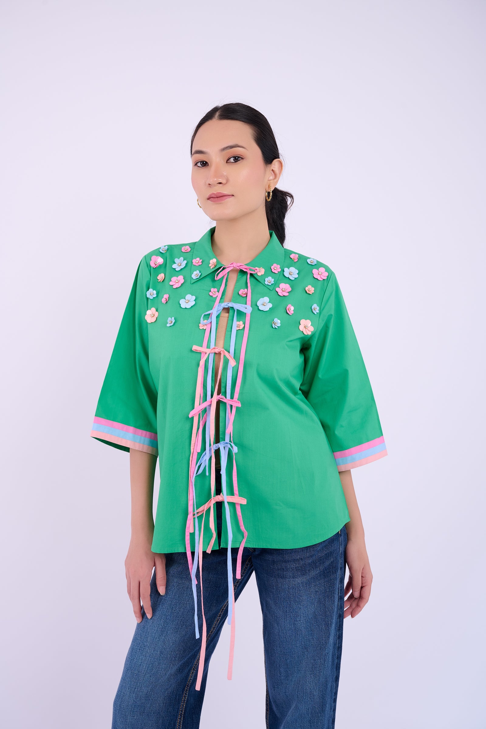 Embellished Luca Shirt - Dark Green