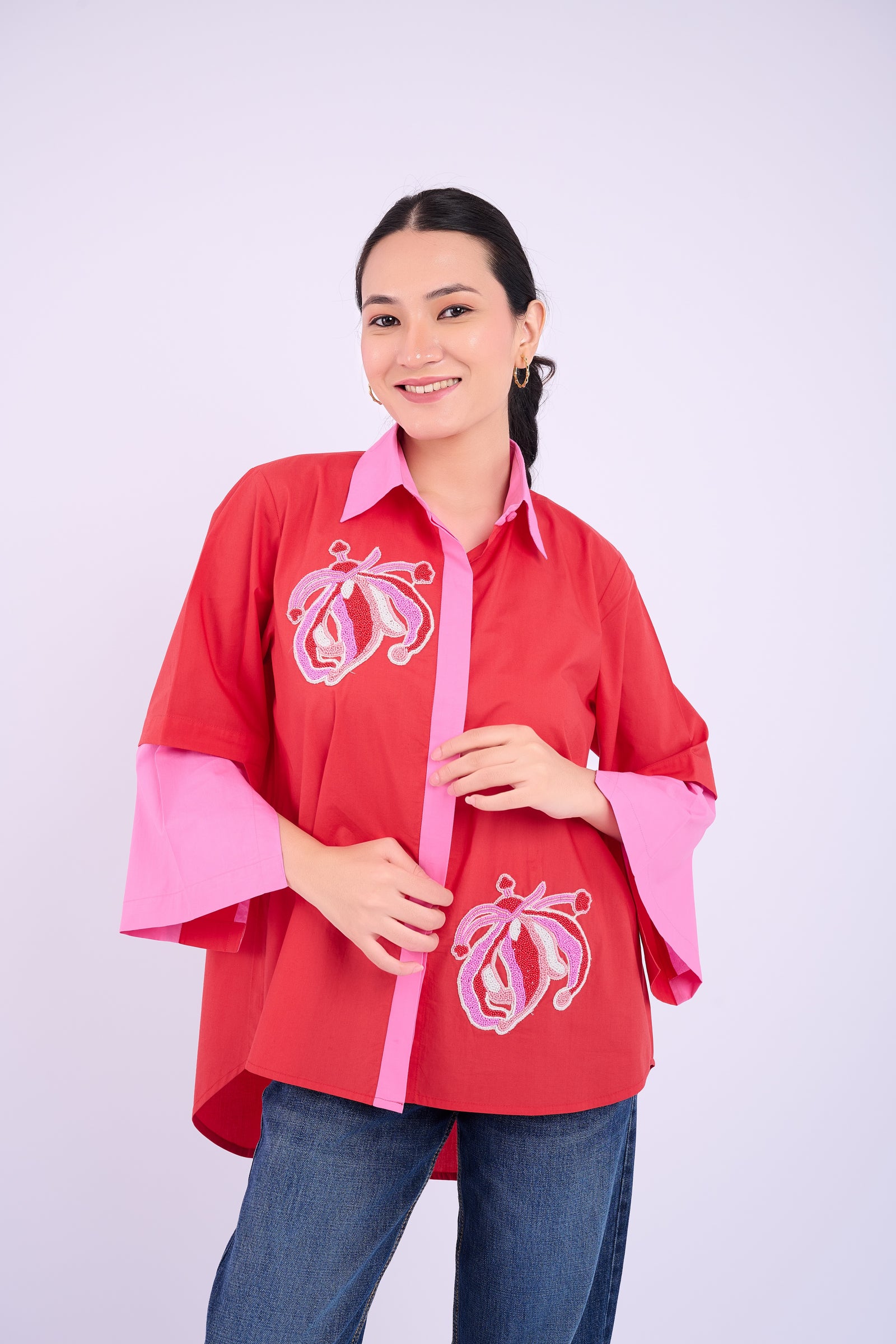 Embellished Teresa Shirt - Red