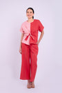 Nadine Tie Top - Red and Light Pink
