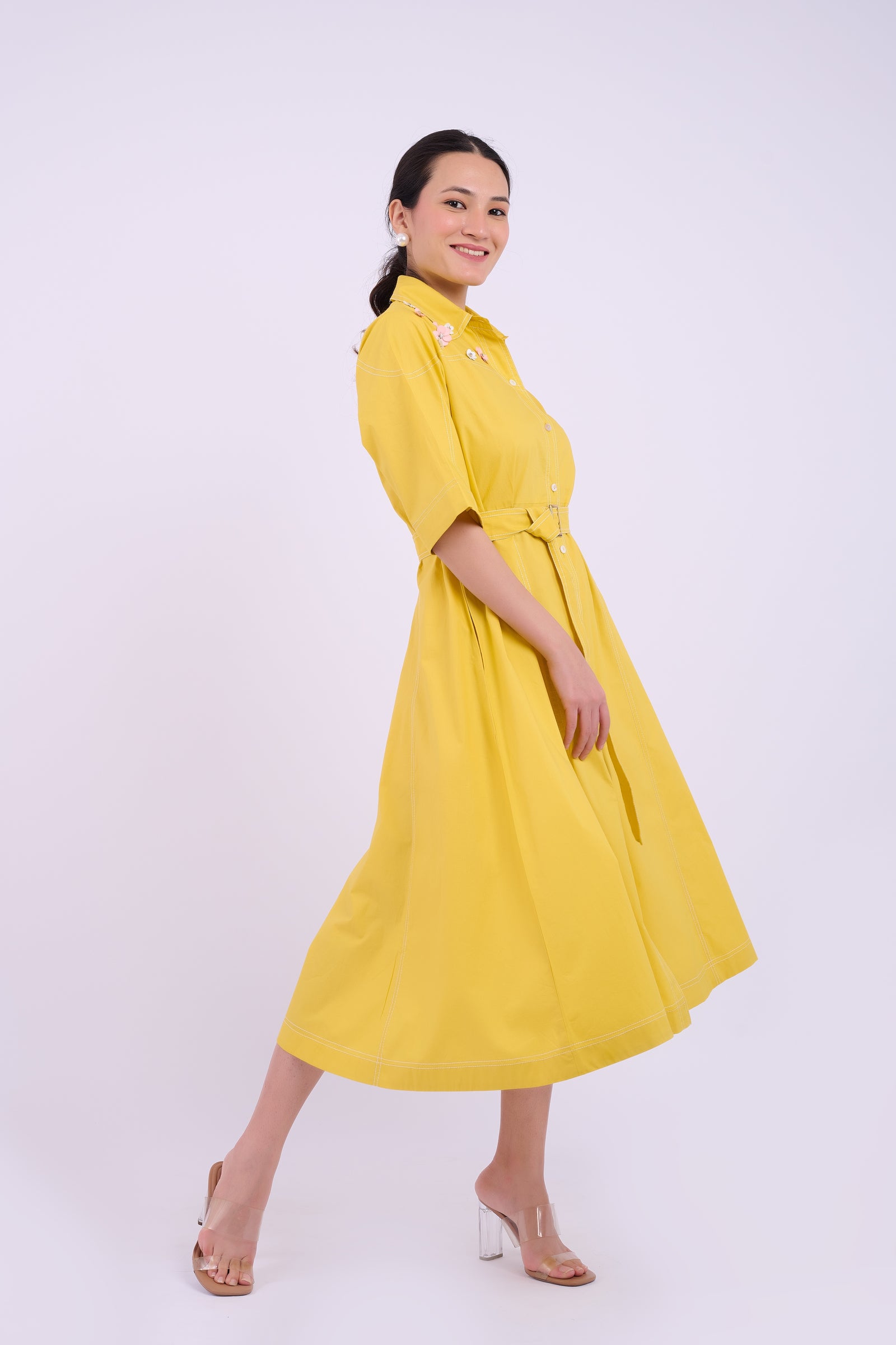 Embellished Cortez Dress - Yellow