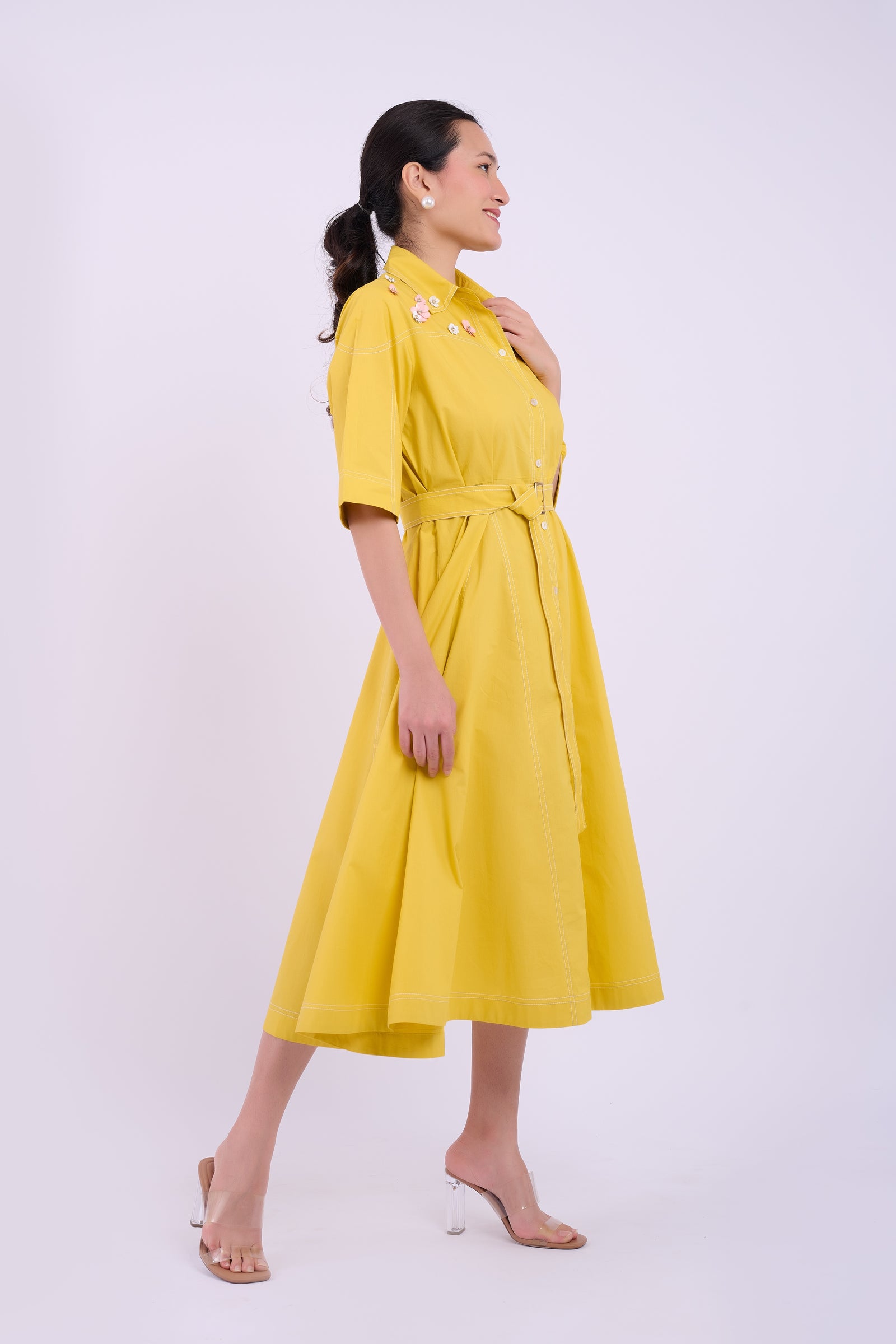 Embellished Cortez Dress - Yellow