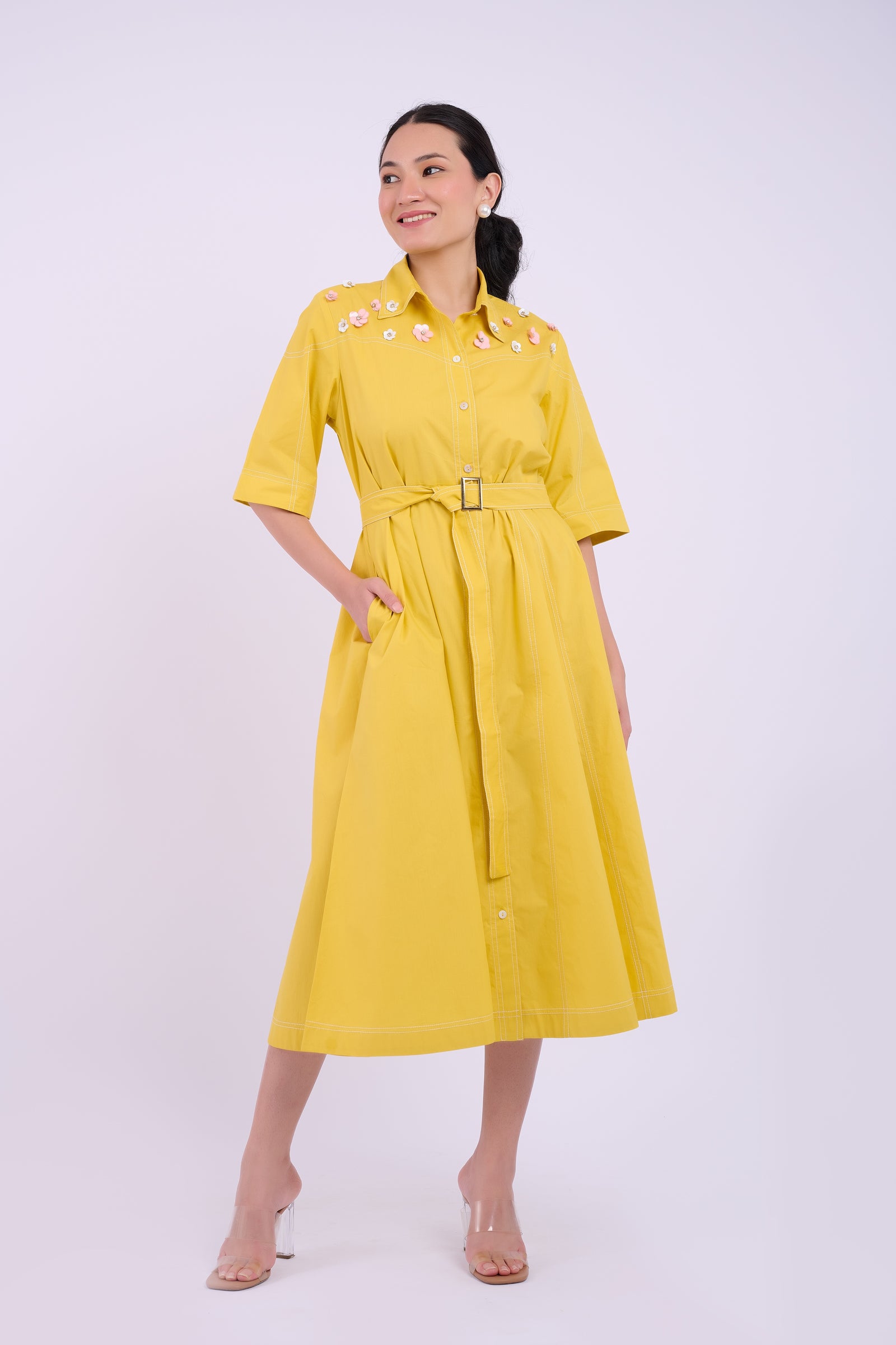Embellished Cortez Dress - Yellow