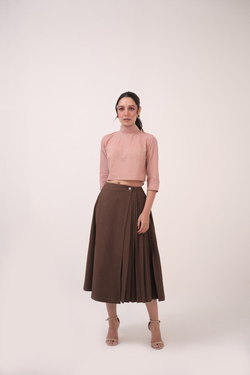 High Neck Crop Top Pastel Pink