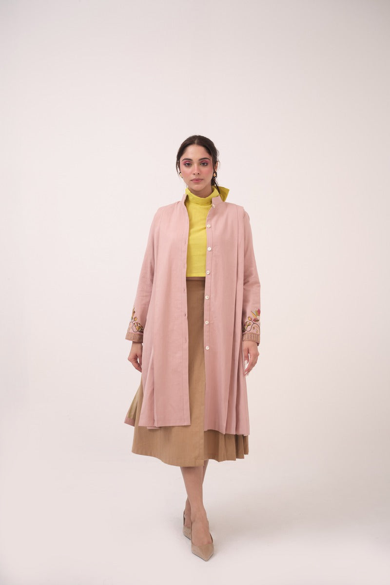 Hand Embroidered Pastel Pink Jacket