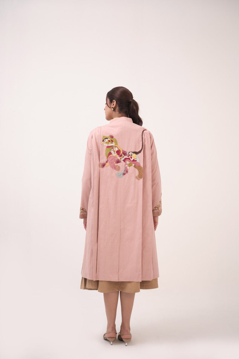 Hand Embroidered Pastel Pink Jacket