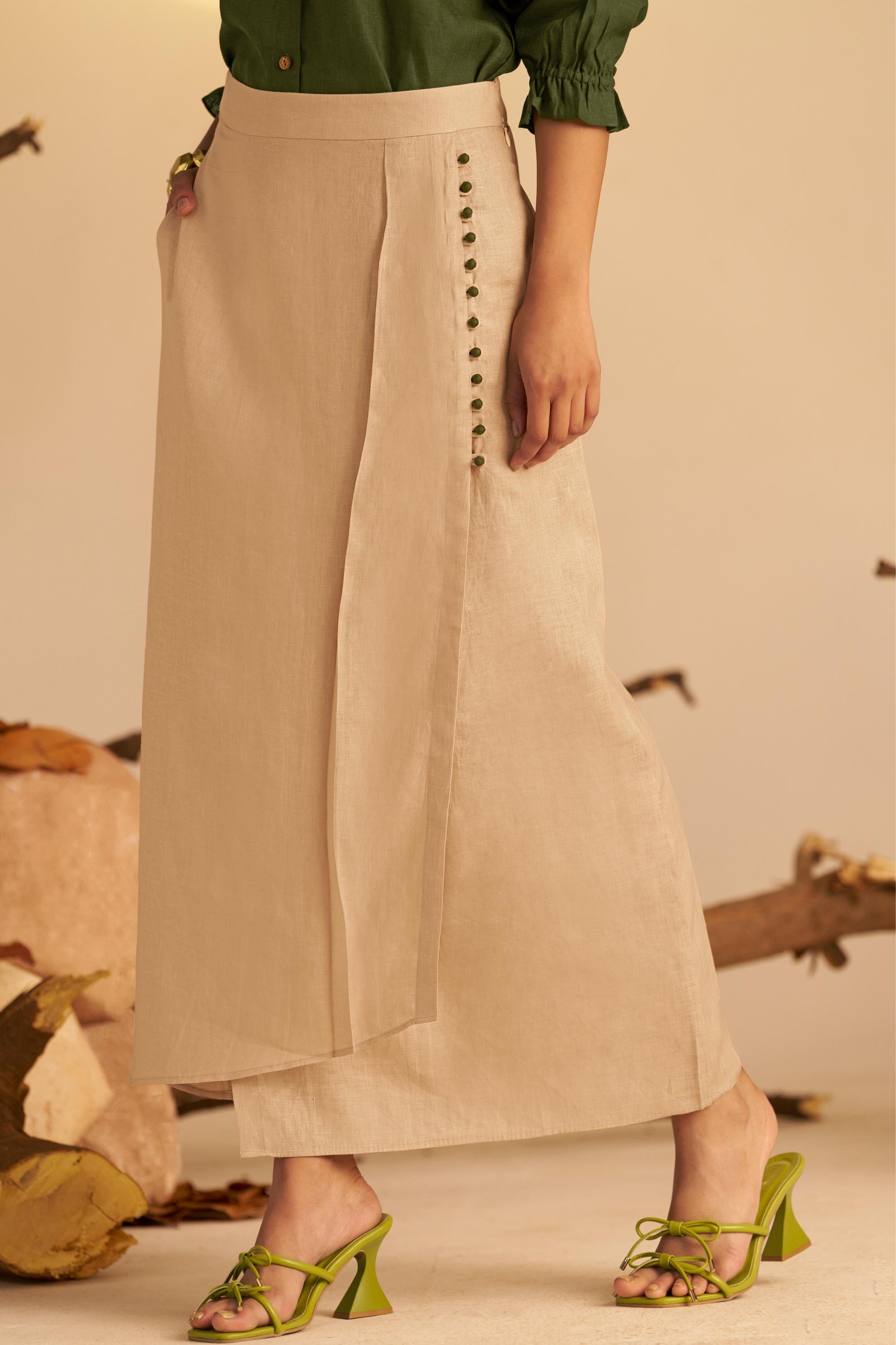 A Beige Overlapped Skirt