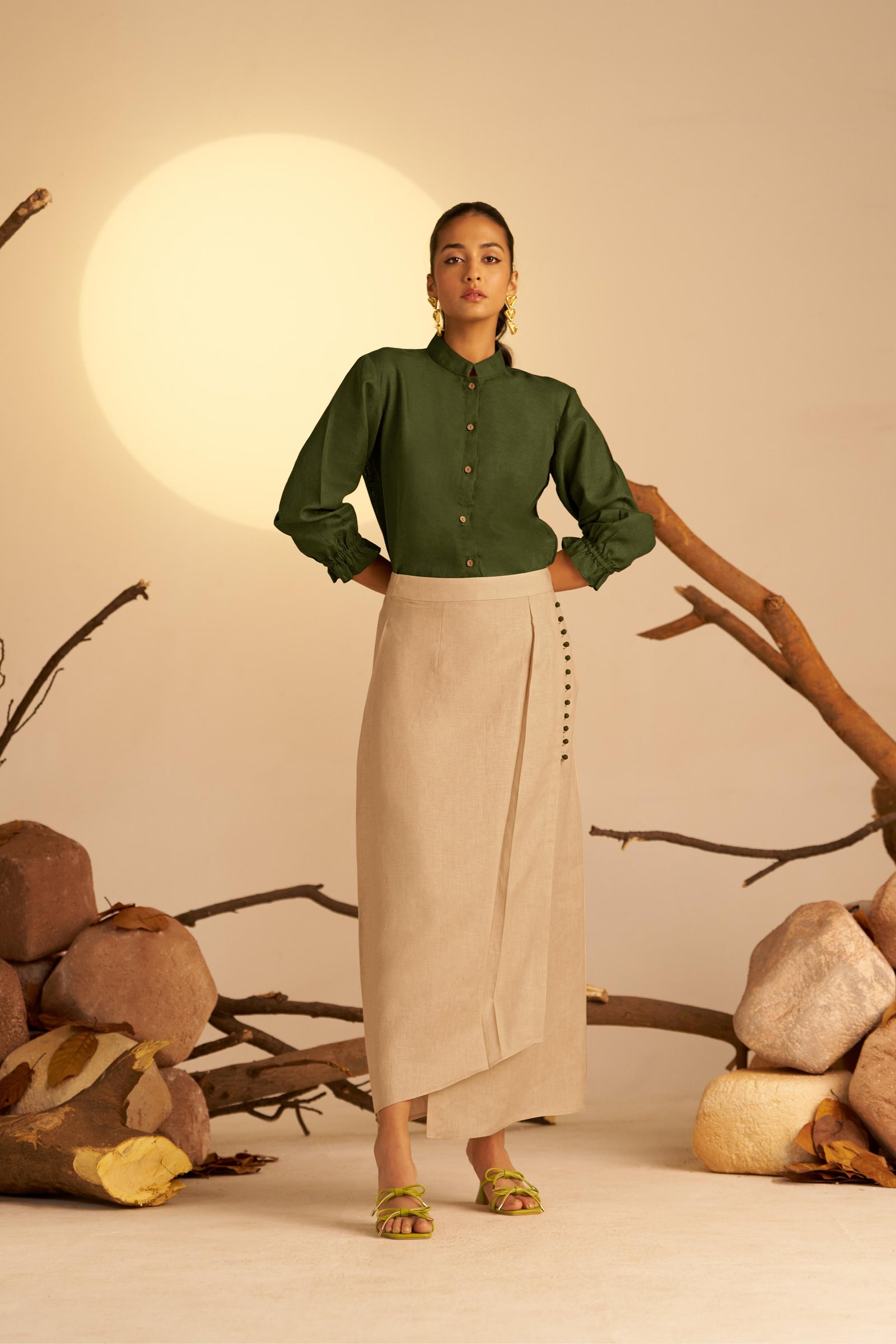 A Beige Overlapped Skirt