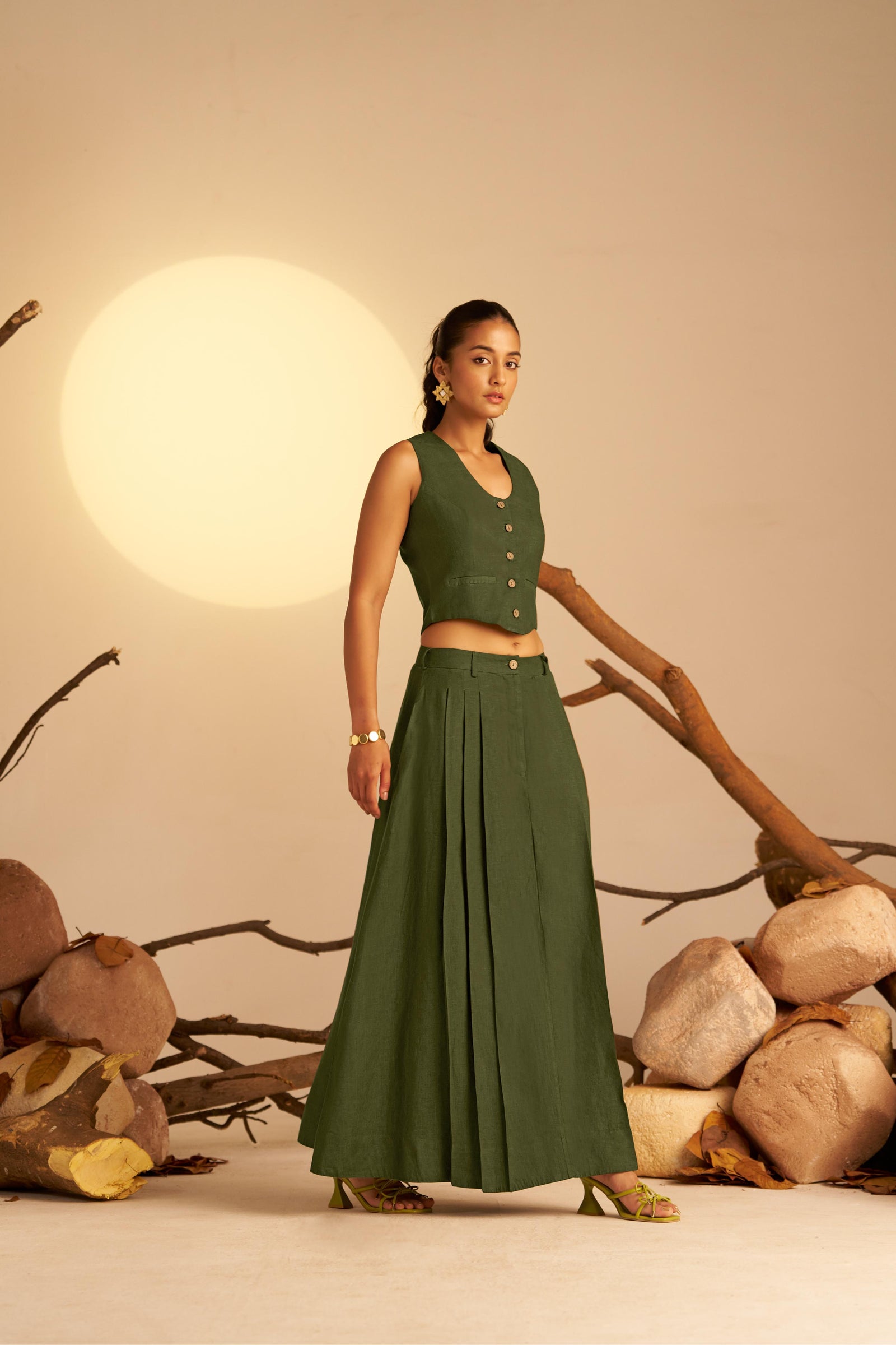 A Line Pleated Skirt Which Combine Classic Tailoring With Feminine Ease, Perfect For Elevated Everyday Wear