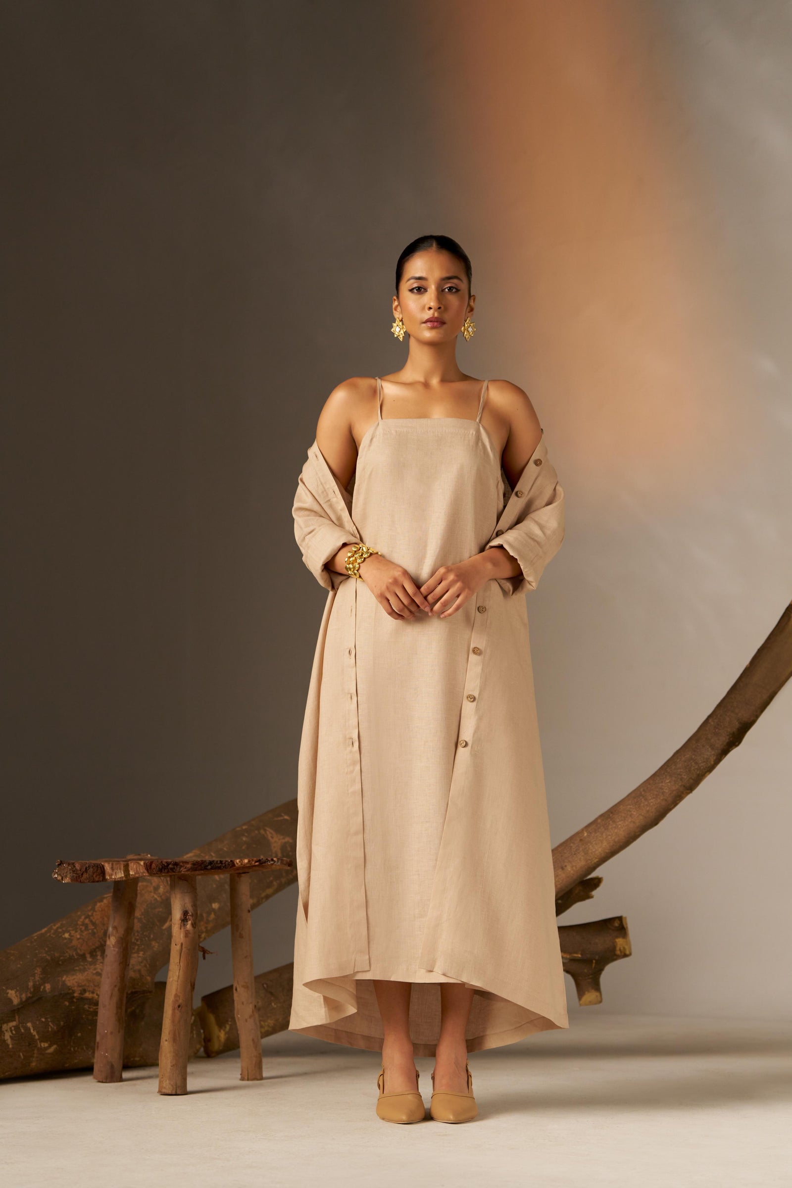 A Sleek Cosmic Latte Slip Dress