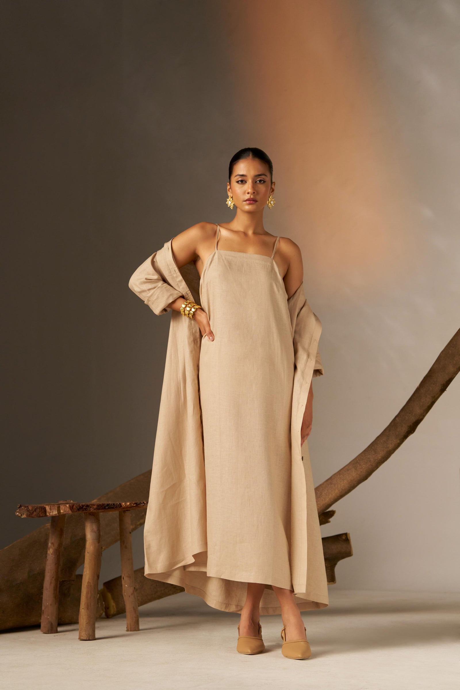 A Sleek Cosmic Latte Slip Dress